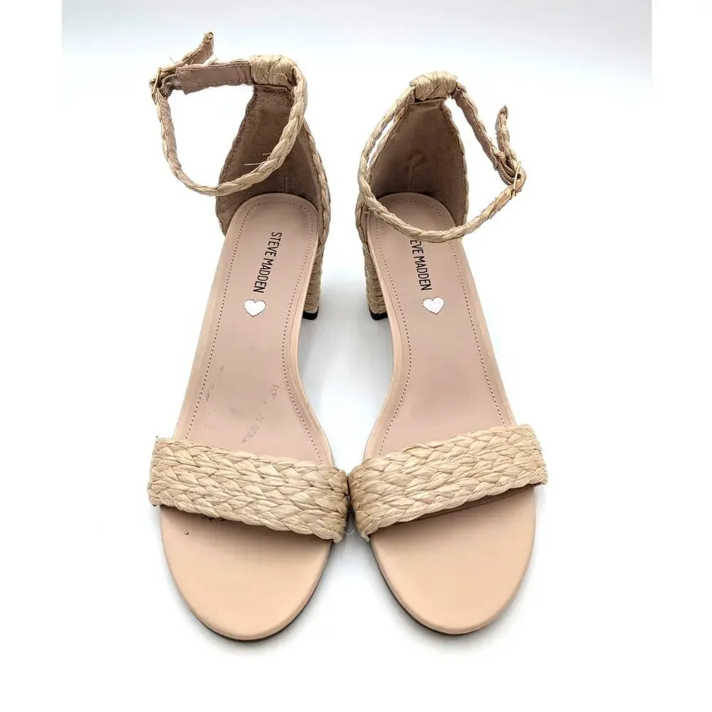 Steve Madden Carrson Ankle Strap Sandals Girls' Natural Size US7M